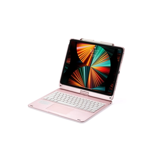 Newface iPad Pro 12.9 (2021) Klf Magic Dnen Klavyeli Tablet Klf - Pembe