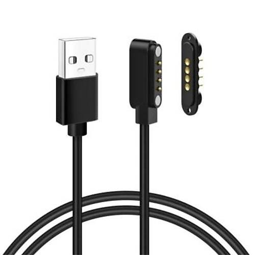 4-Pin 2.54mm Kablolu Pogo Pin Manyetik Konnektr Takm - USB Soketli