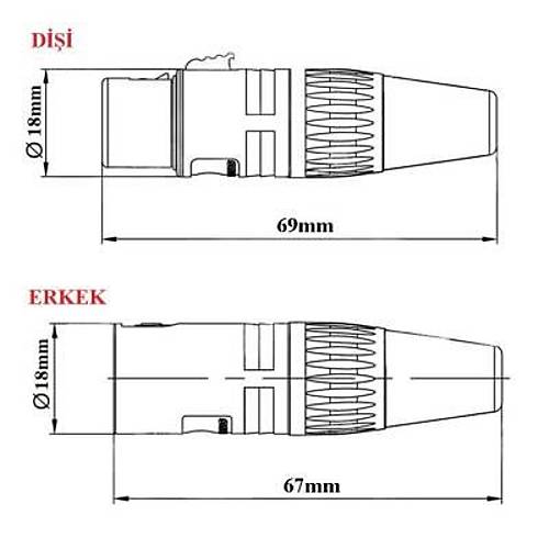 Canon / XLR 4 Pin Jack - Dişi
