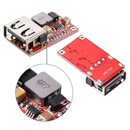 6-24V Giri - 5V 3A k DC-DC USB Gerilim Azaltc Modl %97.5 Verimlilik