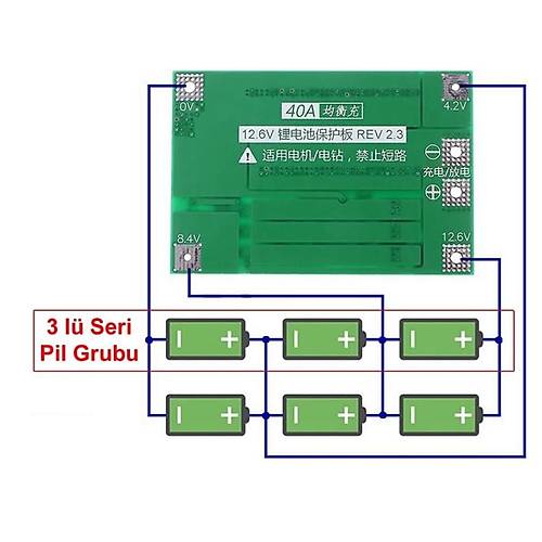 3S 40A BMS 12.6V 18650 Lityum Pil arj Koruma Devresi Balanssz
