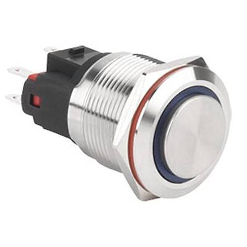 22E-G1Z-E 22mm kk Anahtarl Ikl Metal Buton - Mavi