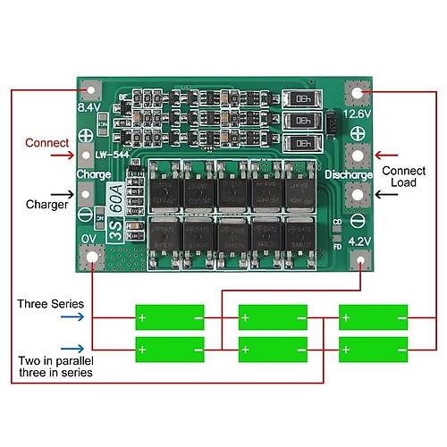 3S 60A BMS 12.6V 18650 Lityum Pil arj Koruma Devresi