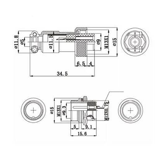 Mike Konnektr 5-Pin 12mm - Erkek