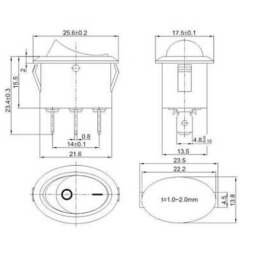 KCD1-115 Oval On/Off Anahtar - 3 Pin
