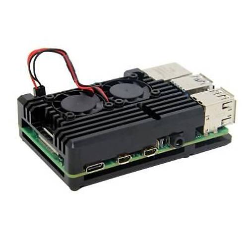 Raspberry Pi 4 Alminyum Soutucu Kasa - ift Fanl