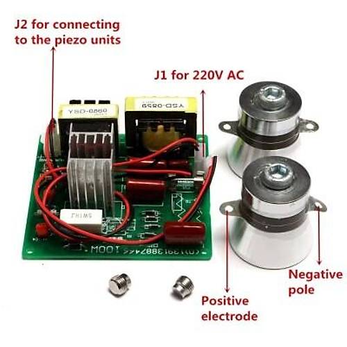 AC 220V Ultrasonik Temizleyici Src Kart + 2 Adet 50W 40KHZ Transdser