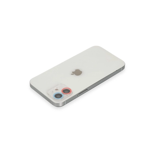 Newface iPhone 12 Renkli Kamera Lens Koruma Cam - Pembe-Mavi