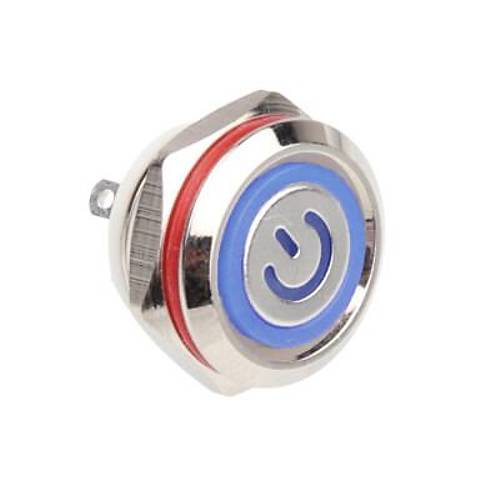 WD12C1-Pin-P1-EC 12mm Dz Yayl Ikl Metal Buton - Mavi