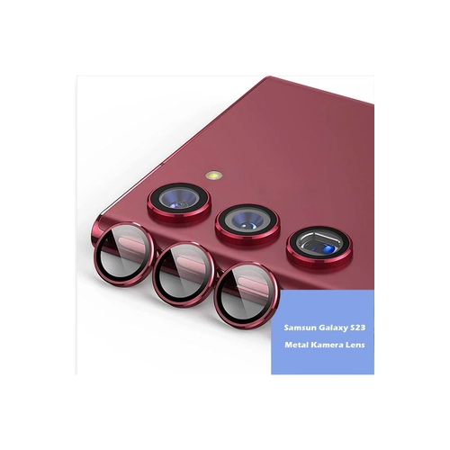 Newface Samsung Galaxy S23 Ultra Metal Kamera Lens - Krmz