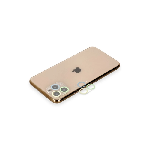 Newface iPhone 11 Pro Max Renkli Kamera Lens Koruma Cam - Yeil-Sar