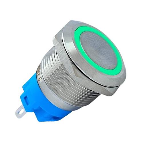E3 19mm Metal Buton Kalcl 12-24V Yeil Led 1No/1NC