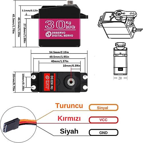 DSSERVO DS3230 30kg Servo Motor - 180 Derece - Su