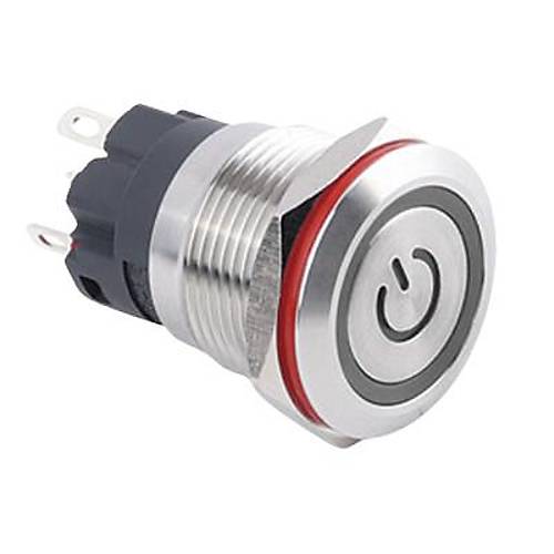 19A-P1Z-EC 19mm Dz Anahtarl Ikl Power Metal Buton - Beyaz