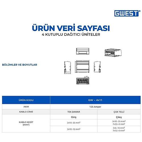Gwest GW-4x11 4 Kutuplu 125A Girili Datc nite