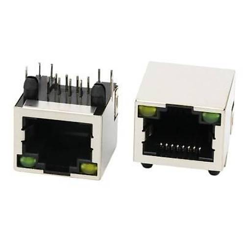 RJ45 8P8C Işıklı Dişi Ethernet Konnektörü - PCB Tipi