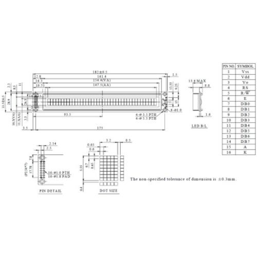 Winstar 4x20 Yeil LCD Ekran WH4002A-YYH-CT