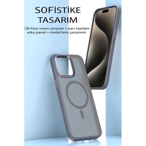 Movenchy iPhone 14 Pro Max Klf Radyant Magsafe Kapak - Titan Gri