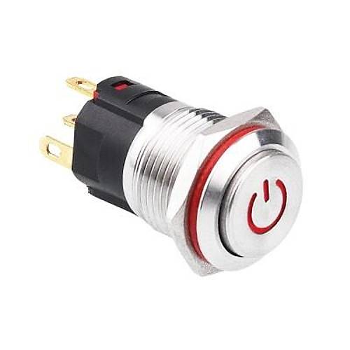 16A-G1Z-C 16mm kk Anahtarl Ikl Power Metal Buton - Krmz
