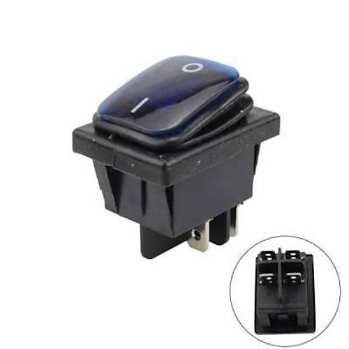 KCD4 Su Geirmez Mavi Led Ikl ON-OFF Anahtar 4 Pin