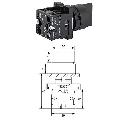 LAY5-ED53 22mm Ksa Mandal Switch 1-0-2 Yayl (2NO)