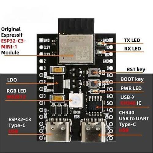 YD-ESP32-C3 Wi-Fi Bluetooth Geliştirme Kartı