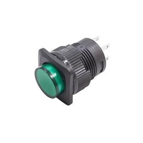 RL16-504B 16MM Plastik 4 Pin Yayl Buton Yeil