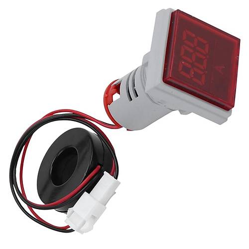 22mm Krmz Kare Led Ikl Ampermetre 0-100A