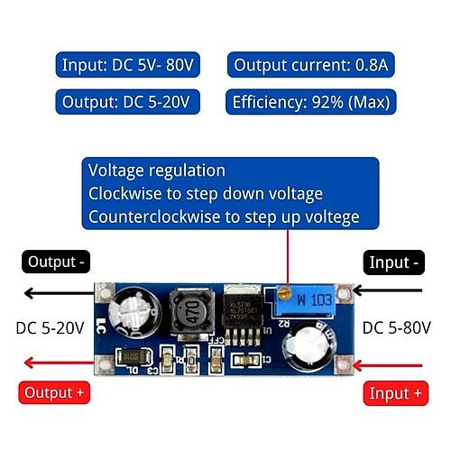 XL7015 DC-DC 5-80V Ayarlanabilir Voltaj Drc G Kayna Modl