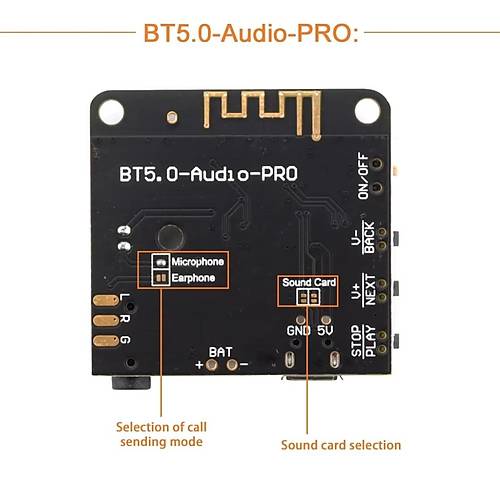 BT5.0 Pro Bluetooth Ses Alc Kart Bluetooth 5.0 Mp3 Modl Pro Mikrofonlu