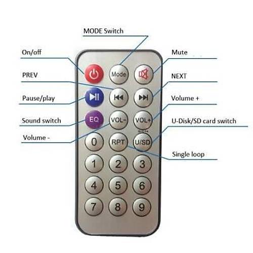 MP3 Kumandal Bluetooth Amfi Devresi SD Kart + USB