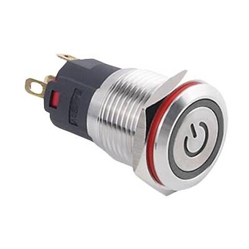 16A-P1-EC 16mm Dz Yayl Ikl Power Metal Buton - Beyaz