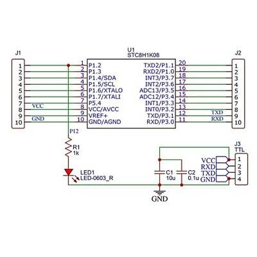 STC8H1K08-TSSOP20 Geliştirme Kartı