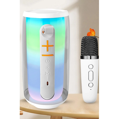 Newface Pluse 6 Mikrofonlu RGB Kablosuz Hoparlr - Beyaz