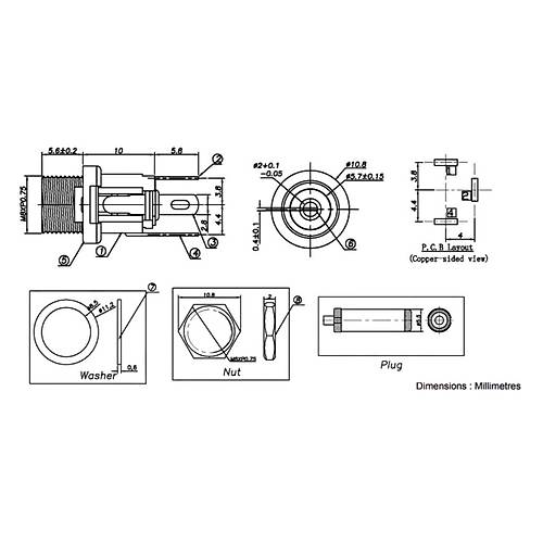 IC-258A DC Jak stten Somunlu 2.1mm 8mm
