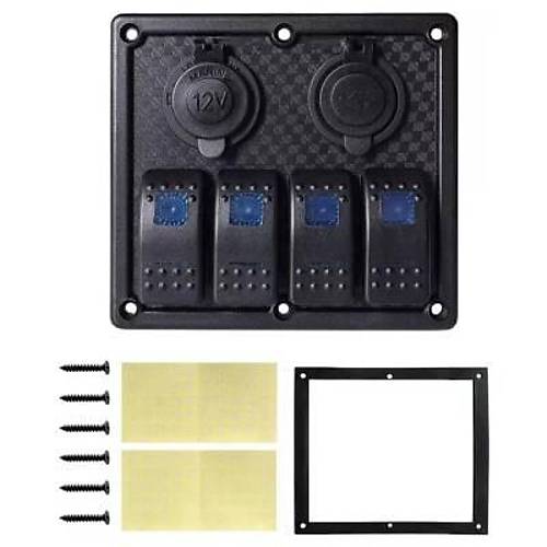 4'l ON-OFF Ikl Anahtar Switch Panel 2x5V USB ve akmaklk kl