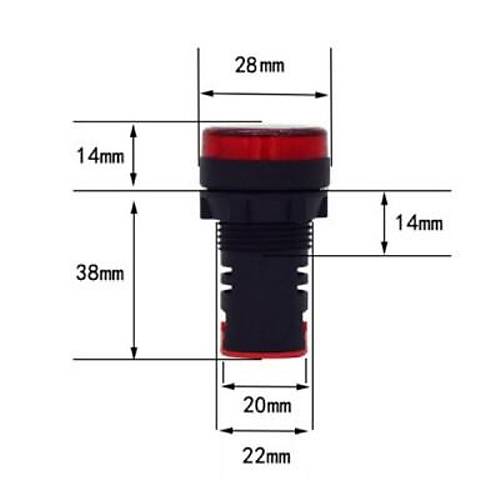 AD16-22DS 12-24V AC/DC Sinyal Lambas - Krmz