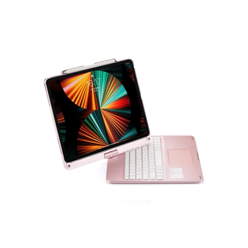 Newface iPad Pro 12.9 (2021) Klf Magic Dnen Klavyeli Tablet Klf - Pembe