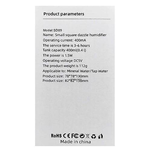 400ml Ultrasonik Hava Nemlendirici Buhar Yapc Difzr Humidifier Beyaz