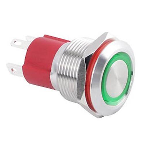 19D-P1-E 19mm Dz Yayl Ikl Metal Buton - Yeil