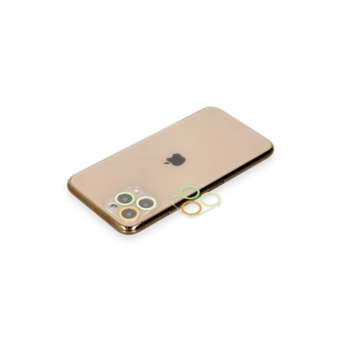 Newface iPhone 11 Pro Renkli Kamera Lens Koruma Cam - Sar-Turuncu