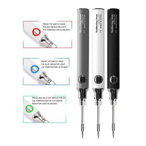 USB 5V 8W USB Gri Kalem Havya Seti - Scaklk Ayarl Mod Seimli