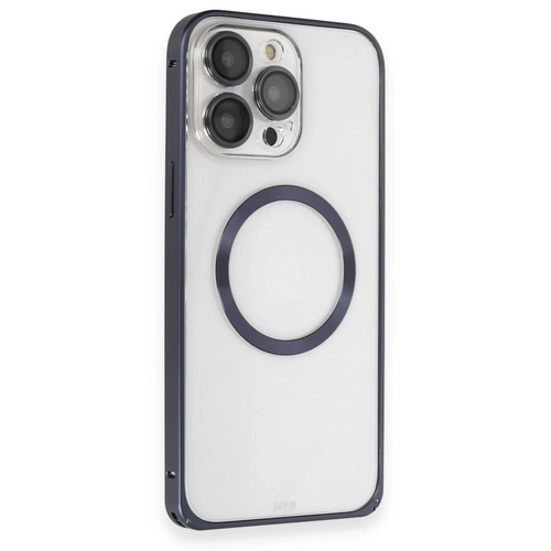 Joko iPhone 15 Pro Max Klf Metal Bumper Magneticsafe Kapak - Lacivert