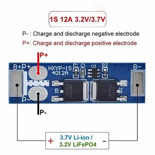 1S 12A BMS 3.7V 18650 Lityum Pil arj Koruma Devresi