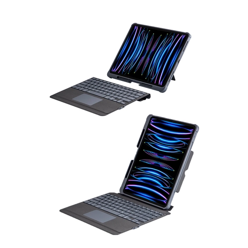 Newface T5509D iPad Pro 12.9 (2022) Klf Palermo Ledli Klavyeli Standl Tablet Klf - Siyah