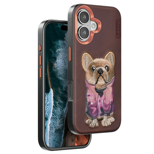 Venco iPhone 16 Cute Desenli Kapak - Koyu Kahve