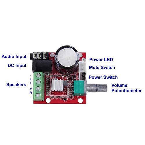 PAM8610 2x15W D Snf Stereo Amplifikatr Devresi Modl