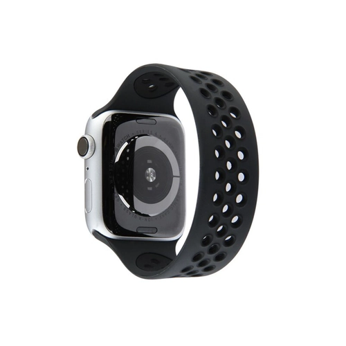 Newface Apple Watch 38mm Ayarl Delikli Silikon Kordon - Siyah-Siyah