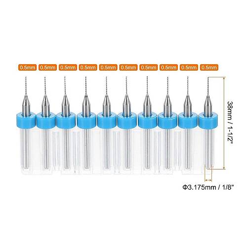 0.5mm PCB Matkap Ucu Seti - 10 Adet (Kutulu)