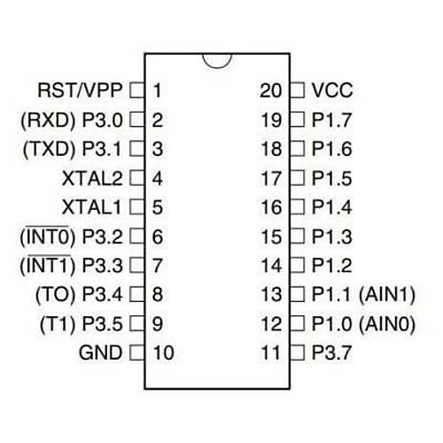 AT89C2051-12PU DIP-20 12MHz Mikrodenetleyici